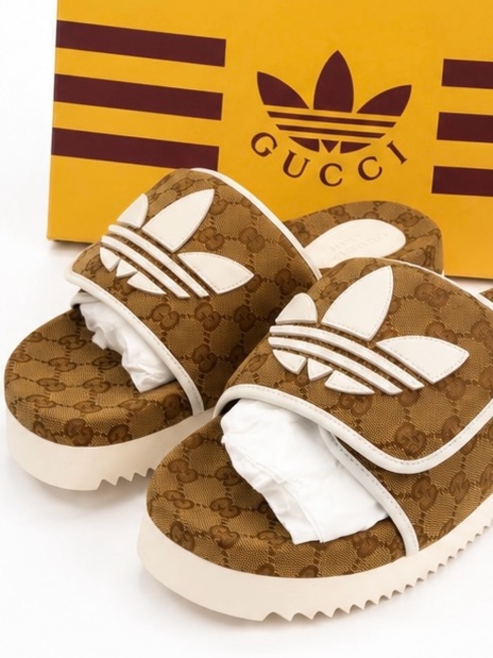 NWB Authentic Gucci x Adidas GG Monogram Platform Slides Men’s 10